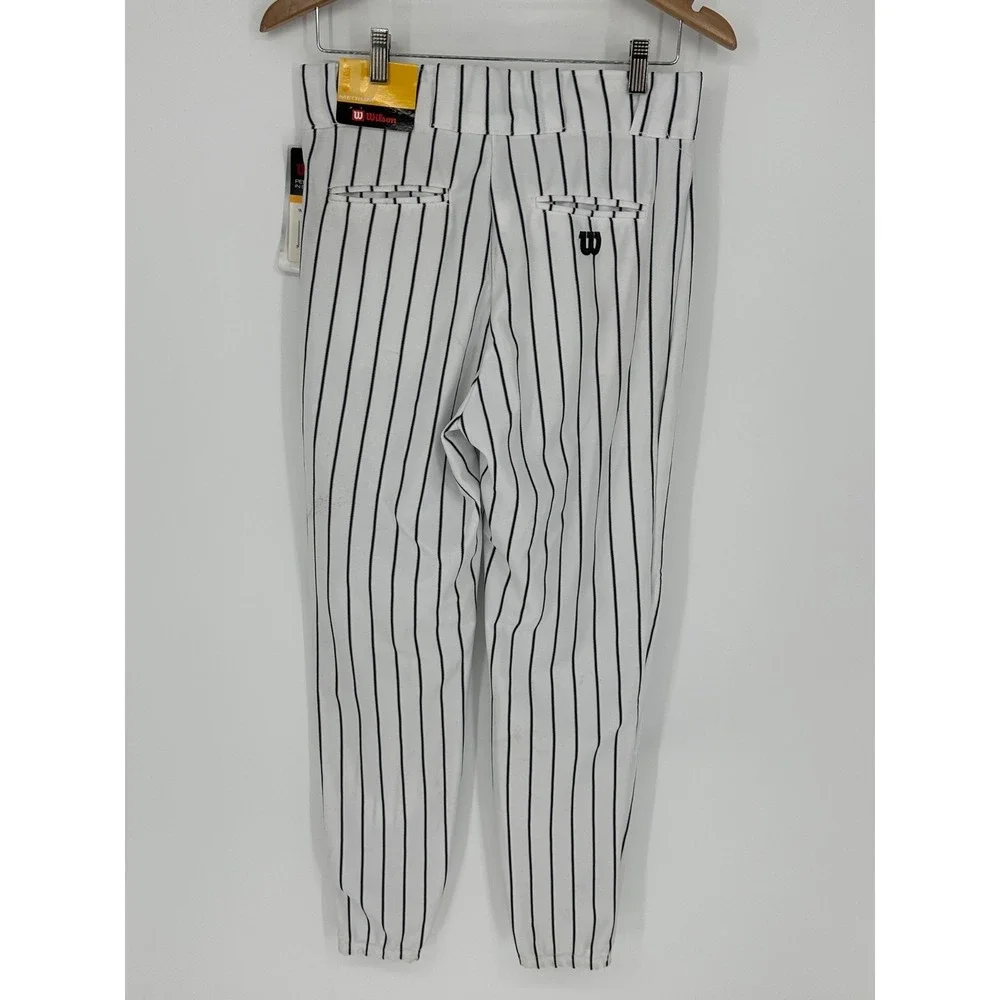 NEW!! Wilson Mens Sz M Baseball Pants Black Pinstripe Elastic Ankle W6
